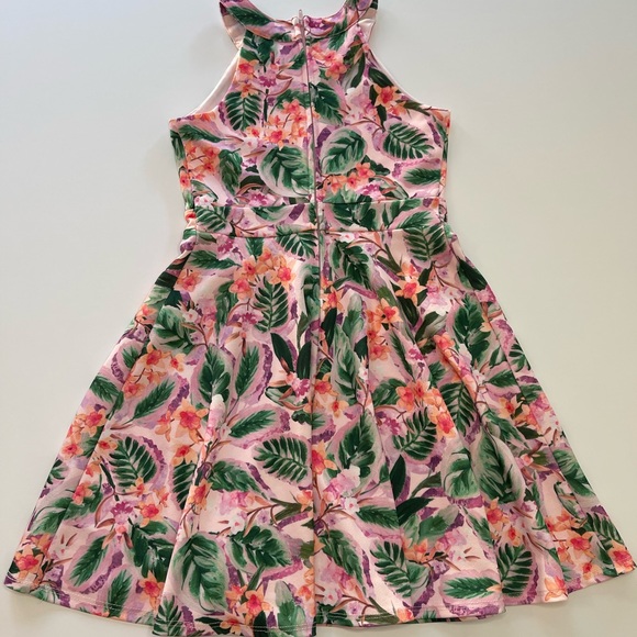 Love, Nickie Lew Pink & Green Tropical Dress Girls Size 8 - Picture 7 of 9